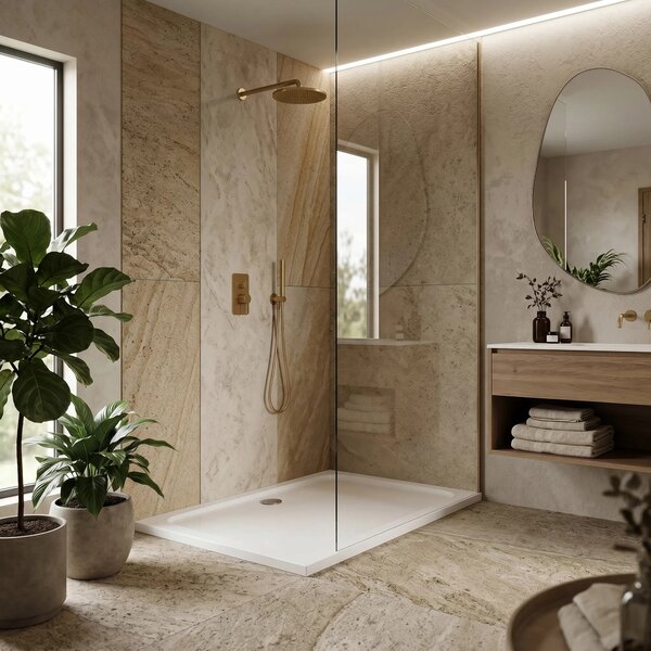 Piatto doccia acrilico Rea Belmond White 80x100 Chrome