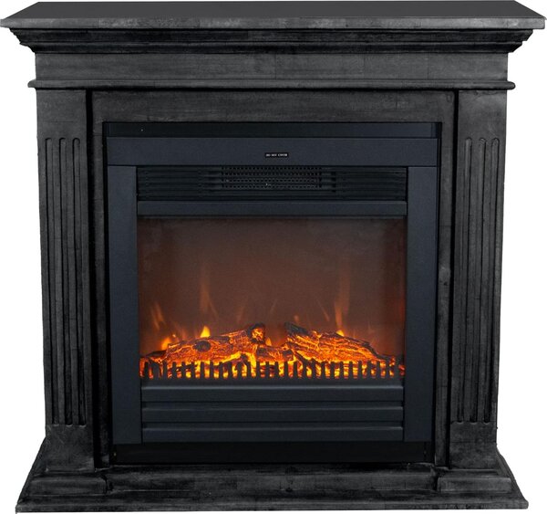 Caminetto elettrico Xaralyn - Cadiz ELU-SBU - pietra naturale nera - 1400 Watt di riscaldamento - con telecomando - caminetto da incasso incluso - caminetto decorativo