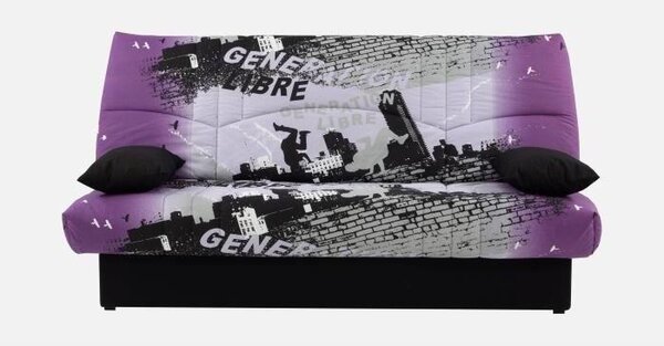 Divano letto 3 posti con meccanismo click-clack - Motivo tessuto Street City - L 190 x P 92 cm - DREAM - Stile moderno