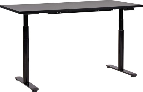 BELIANI Scrivania regolabile in altezza piano nero struttura in acciaio nero 160 x 72 cm regolazione elettrica in altezza ufficio moderno
