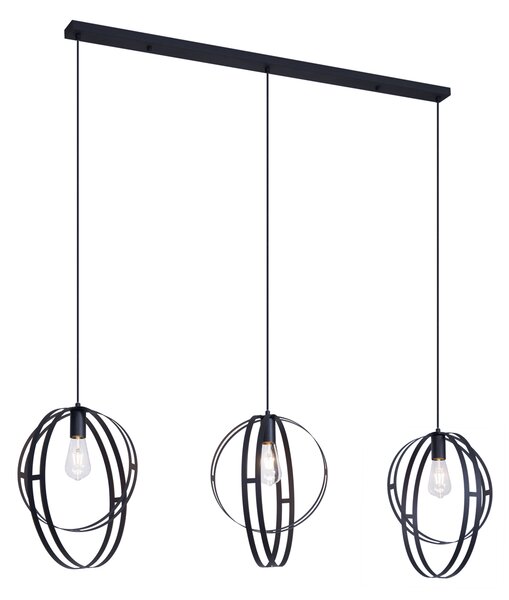 Lampada a Sospensione di Design Nera Rettangolare a 3 Luci - Indu