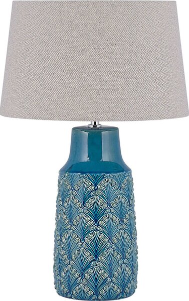 BELIANI Lampada da tavolo in Vetroceramica blu con paralume grigio 55 cm lampada da notte design