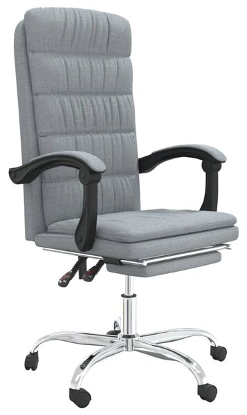VidaXL Sedia da ufficio con funzione reclinabile in tessuto grigio chiaro