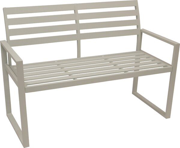 Panchina da giardino DEGAMO, panchina da parco in alluminio ATLANTA a 2 posti, 123 cm, alluminio bianco, resistente alle intemperie