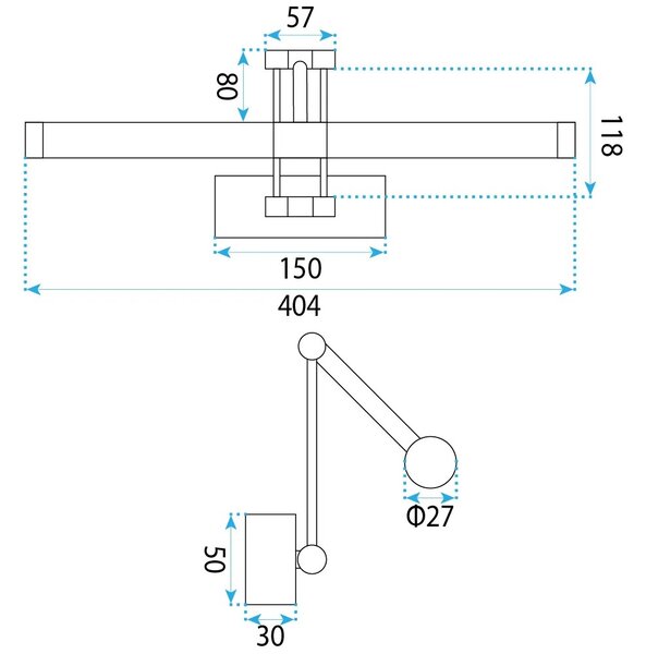 Applique da bagno LED APP1899-1W 40cm BRUSH GOLD