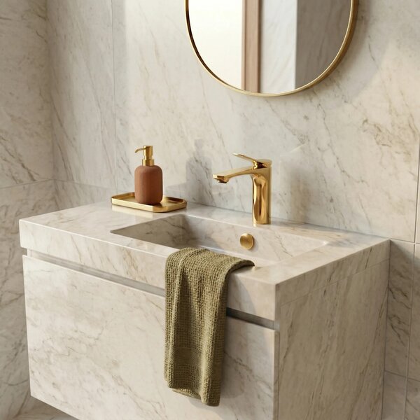 Rubinetto per lavabo PREMIUM Rea Vision Gold Low