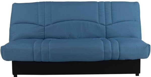DIVANO CONFORTEAM PIXIE, 3 posti, modello clic-clac, colore blu "anatra", rivestito in poliestere, dimensioni 190x90x92 cm, con materasso di 13 cm (adatto per ospiti), 2 reti indipendenti, vano contenitore, senza braccioli