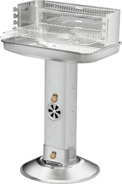 Barbecue a colonna in acciaio inossidabile Family Star Kynast, barbecue a carbonella, altezza 90 cm, forma angolare