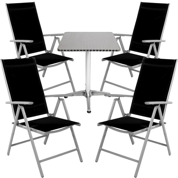 Set da bistrot 5 pezzi in alluminio - Tessuto / Nero