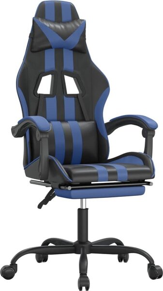 VidaXL Sedia da gioco con poggiapiedi in ecopelle nera e blu