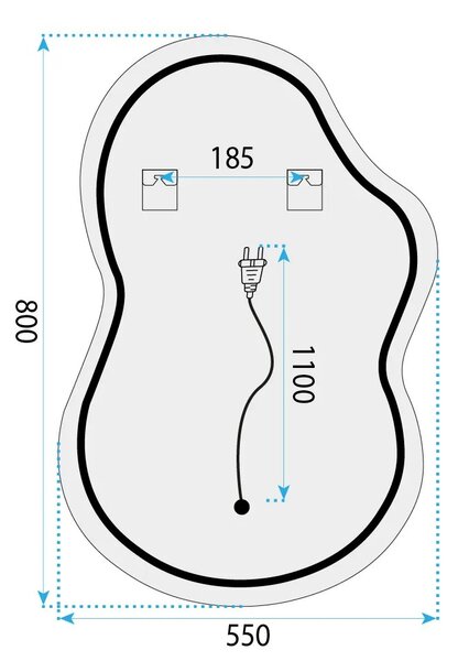 Specchio LED UNO 80x55 cm