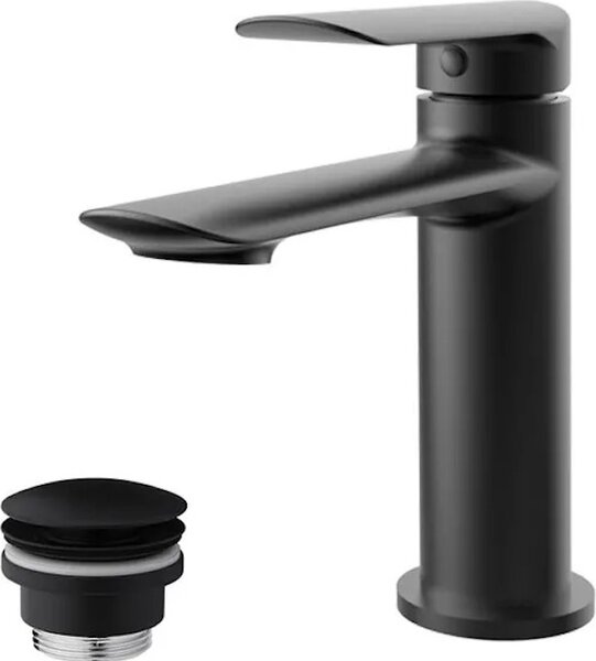 Miscelatore lavabo con piletta di scarico (tappo) nero opaco