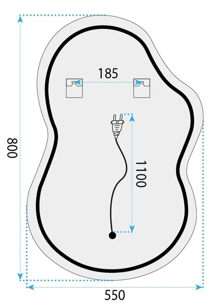 Specchio LED UNO DOUBLE 80x55 cm