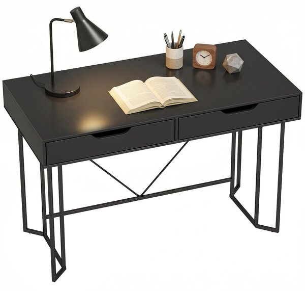 Scrivania per computer HOMCOM con 2 cassetti, 120x60x77 cm, nera