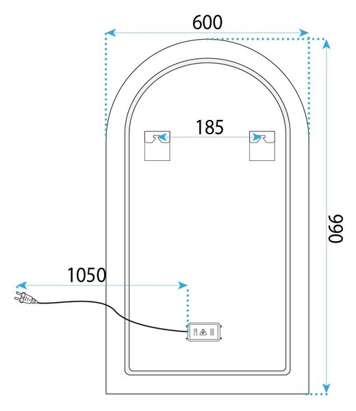 Specchio LED 90x60cm TOP-1