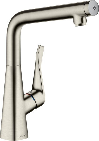 Hansgrohe Metris miscelatore per lavello Select bocca girevole look acciaio inox
