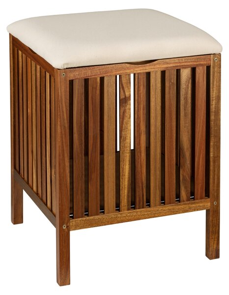 Sgabello per bagno e soggiorno WENKO Mod. Fondi, in legno massiccio di acacia