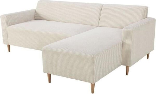 Divano angolare modulare CASAPY BOB, 3 posti, reversibile, rivestito in velluto, colore beige, dimensioni 197 x 138 x 65 cm