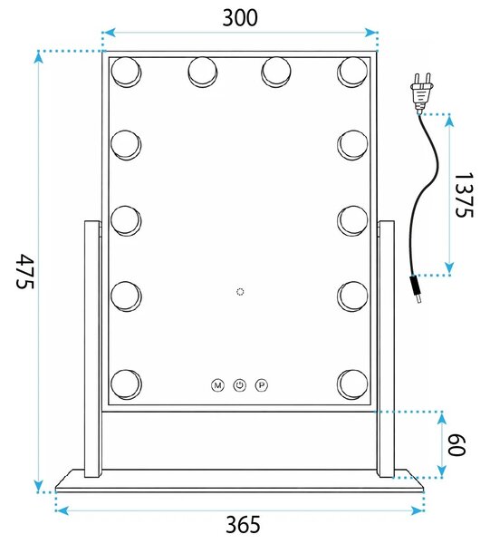 Specchio LED HOLLYWOOD White 30x40