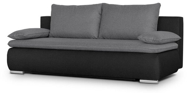 Divano letto - 3 posti - ALAN - Tessuto grigio chiaro / antracite - Vano portaoggetti - 203 x 89 x 99 cm