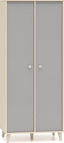 FURNLUX Armadio per bambini Mevel Grigio e Beige 80cm / Colore principale: Grigio / Dimensioni: 80 x 190 x 51 cm