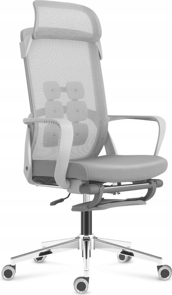 MARK ADLER Manager 3.6 | Sedia ergonomica da ufficio Sedia girevole | Poggiatesta rimovibile come supporto lombare | Portata 130 kg | Poggiapiedi | Tessuto | Grigio