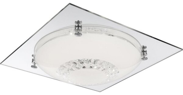 Lampada da soffitto a LED, con cristalli, finitura cromata, vetro trasparente, diametro 31,5 cm