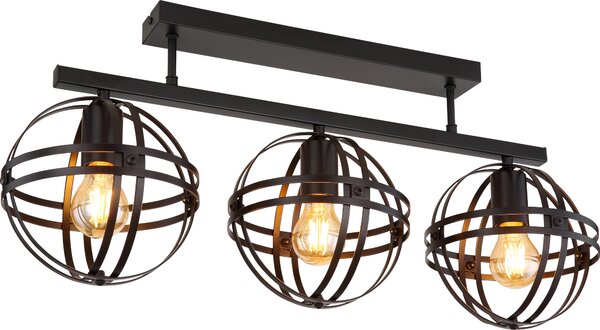 Globo Lighting plafoniera in metallo nero opaco, 3x E27