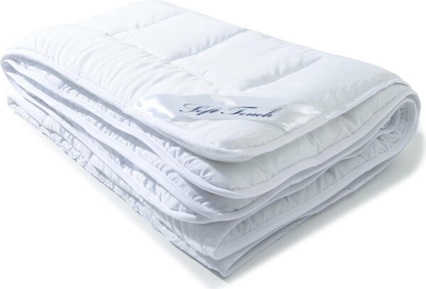Trapunta estiva Soft Touch 220x240 in microfibra PES, 1350 g, trapuntatura a quadrati