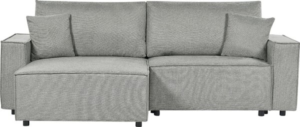 BELIANI Divano letto angolare destro grigio imbottito in poliestere 3 posti a L con cuscini Funzione letto Stile moderno Soggiorno