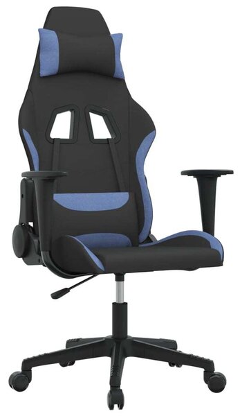 VidaXL Sedia da gioco con funzione massaggio in tessuto nero e blu
