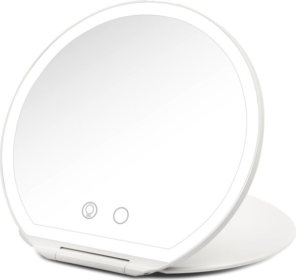 Girmi Specchio trucco tondo pieghevole ultraslim con luce LED 3 colori e touchscreen