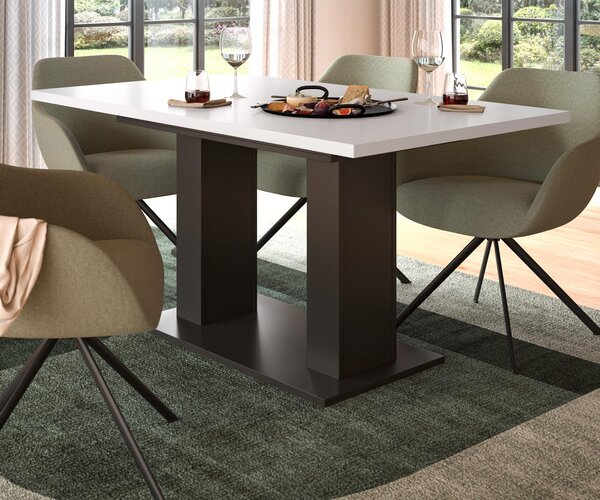 Tavolo da pranzo "Home-X" in bianco e grigio, allungabile da 150 a 190 cm