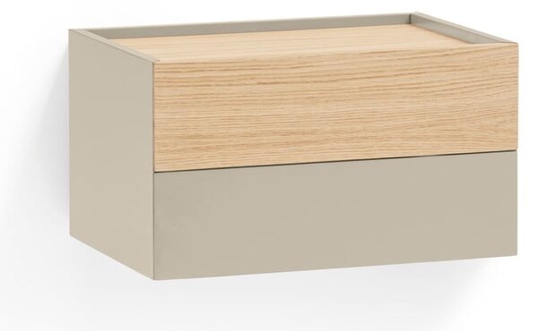 Comodino beige/tonalità naturale con decoro in rovere Otto - Teulat