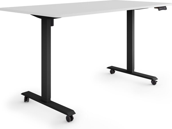 ESMART Germany ETX-121BG 160x80cm Grigio chiaro Scrivania ergonomica sit-stand su rotelle Regolabile elettricamente in altezza in modo continuo 78,5-128,5cm 3 x porta di ricarica USB con memoria Promemoria attività