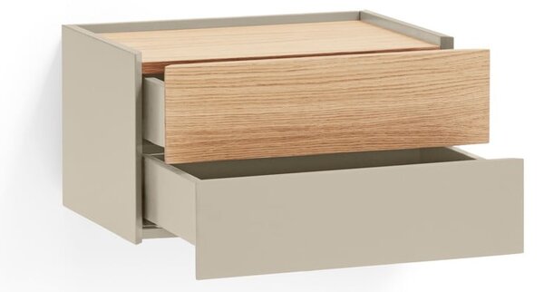 Comodino beige/tonalità naturale con decoro in rovere Otto - Teulat