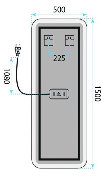 Specchio LED 150x50cm MOL-SQ