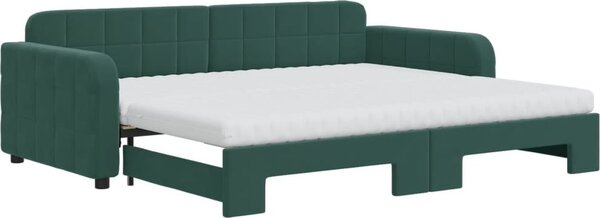 VidaXL Divano letto estraibile con materasso Verde scuro 90x200 cm Velluto