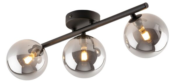 Lampada da soffitto in vetro fumé metallo G9 nero grafite a 3 luci allungate moderne
