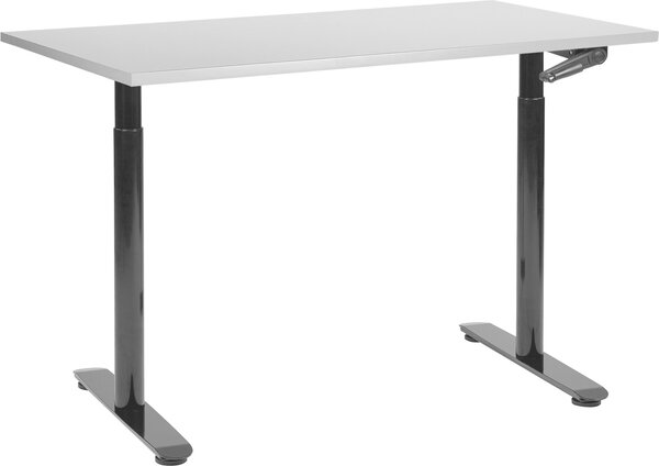 BELIANI Scrivania regolabile in altezza piano grigio struttura in acciaio nero 120 x 72 cm regolazione manuale in altezza ufficio moderno