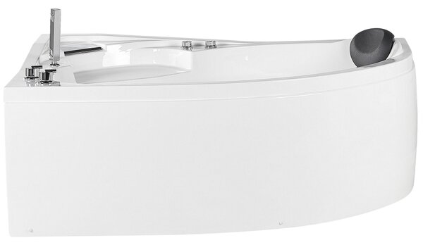 BELIANI Vasca idromassaggio angolare destra con getti d'acqua in acrilico bianco con illuminazione LED doccia idromassaggio, poggiatesta