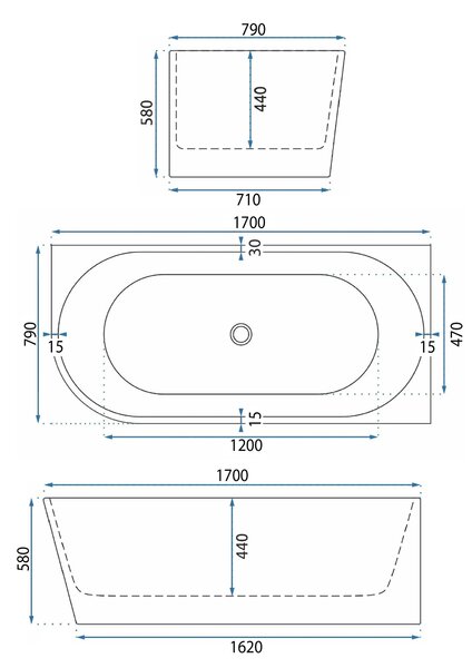 Vasca da bagno angolare in acrilico Bellanto Slim 170 Destra