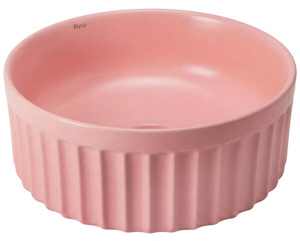 Set: WC sospeso + Lavabo da appoggio Rea Duo Sweet Pink Matt