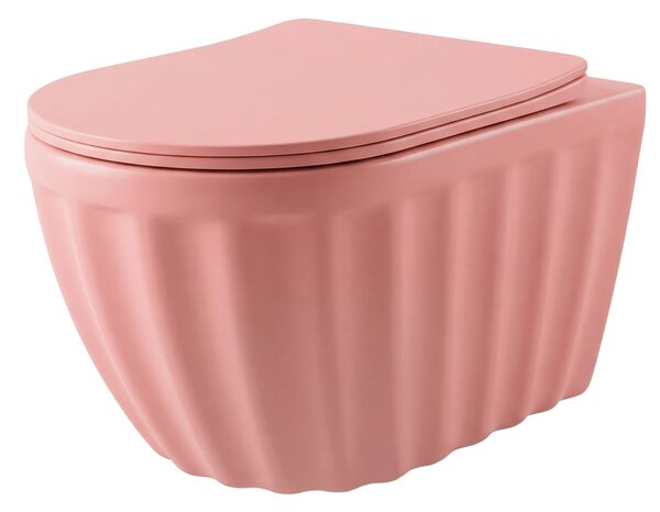 Set: WC sospeso + Lavabo da appoggio Rea Duo Sweet Pink Matt