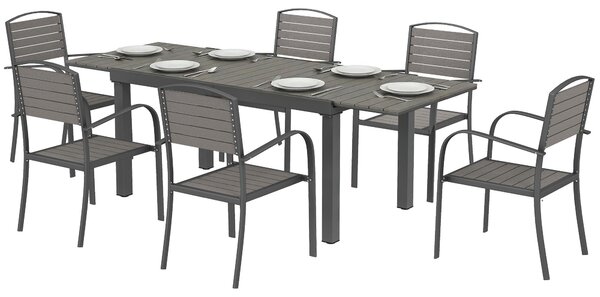 Set di mobili da giardino Outsunny, composto da un tavolo allungabile e 6 sedie