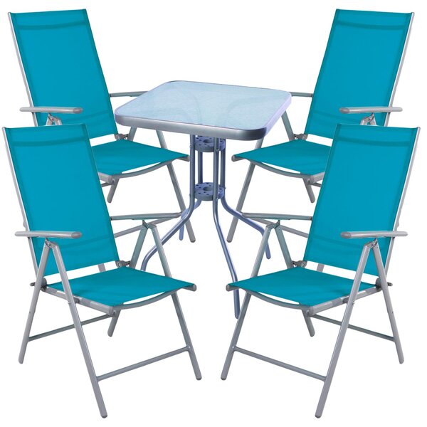 Set da bistrot, 5 pezzi, grigio argento / petrolio