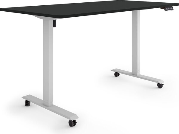 ESMART Germany ETX-121GB 160x80cm Nero Scrivania ergonomica in piedi/seduta su rotelle Regolabile elettricamente in altezza in modo continuo 78,5-128,5cm 3x memoria Promemoria attività Avvio/arresto graduale
