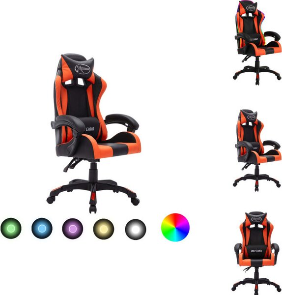 VidaXL Sedia da gioco con luci LED RGB in ecopelle arancione e nera - Sedie da ufficio