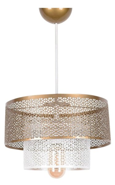 Lampadario bianco/dorato con paralume in metallo ø 26,5 cm – Opviq lights