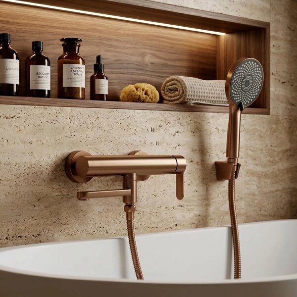 Miscelatore per vasca Rea Arcos Brushed Copper